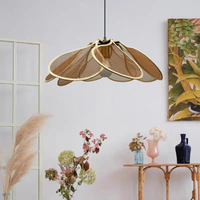 Lustre vintage de style antique, abat-jour en tissu nordique japonais Wabi Sabi, luminaire suspendu en forme de fleur pour salle à manger ou restaurant