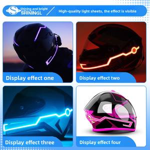 Kit de conduite nocturne pour casque de <span class=keywords><strong>moto</strong></span>, bande lumineuse LED étanche à lumière froide, 4 lumières d'avertissement orange clignotantes, <span class=keywords><strong>autocollant</strong></span> EL avant pour vélo - Product Image 5