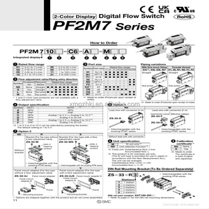 สวิตช์ควบคุมการไหลแบบดิจิตอลจอแสดงผลแบบ2สีชุด <span class=keywords><strong>PF2M7</strong></span> PF2M721L-02-B <span class=keywords><strong>SMC</strong></span> - Product Image 5