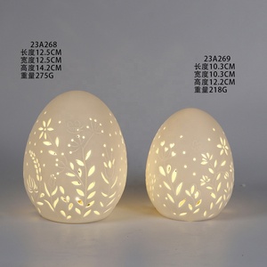Venta caliente estatua de huevo de Pascua de cerámica personalizada Linda luz LED blanca para la decoración del hogar - Product Image 5