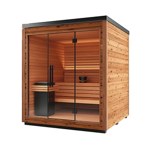 ساونا كربونية بتصميم حديث من فنلندا 2-8 أشخاص قابلة للتخصيص من الأشعة تحت الحمراء للخشب الخارجي ، ساونا كربونية كاملة الطيف بالأشعة تحت الحمراء - Product Image 4
