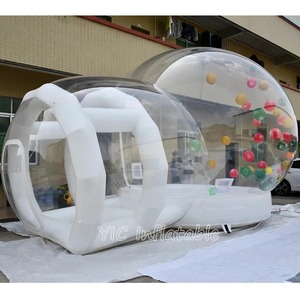 Inflatable PVC White Jump House Castle and Bubble Tent with Transparent <strong>Balloon</strong> Packed in Bag and with Blower Accessory - Product Image 4