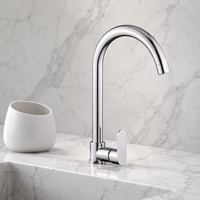 Robinet de cuisine mural moderne en alliage de zinc chromé, monocommande eau froide, pour usage hôtelier (vente en gros)