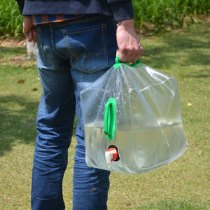 Seau à eau transparent pliable de 10l, sac de stockage d'eau portable pour l'extérieur avec poignée souple, conception étanche pour le camping et la randonnée - Product Image 1