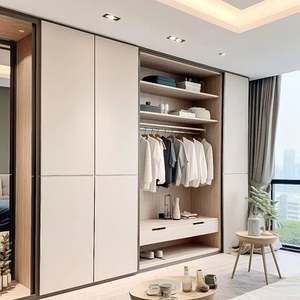Armoire en bois moderne simple de haute qualité, panneau en MDF mélaminé durable, coulissant personnalisable pour la maison, la chambre à coucher, le salon, l'hôtel - Product Image 1
