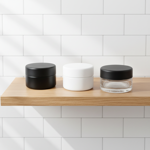 Pot en verre cylindrique avec couvercle à vis noir pour le stockage de produits de soin personnel, pot en verre avec couvercle en plastique, pot cosmétique rond en verre avec couvercle noir - Product Image 5