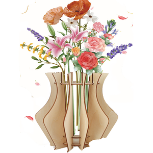 Vase en bois durable et écologique fait à la main, puzzle 3D pour fleurs Lego - Décoration d'intérieur, idée cadeau d'anniversaire directement des fabricants - Product Image 1
