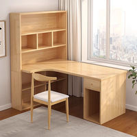 Bureau d'angle avec bibliothèque intégrée, combinaison bureau d'écriture et étagère, table d'ordinateur en L pour étudiants et usage domestique, style simple et moderne pour le bureau