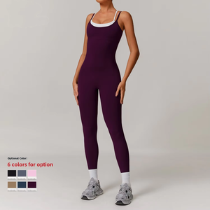 נשים ביגוד אתלטי onesie עובד בגדים נשים חתיכה אחת חדר כושר ניגודיות מהירה יבש יפה בחזרה לריצה - Product Image 1
