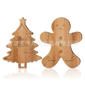 Christmas <b>Wooden</b> Gingerbread Man Cutting Board Natural Wood Color Multifunction Chopping <b>Block</b> For Dessert And Cooked Food Tray - Product Image 2