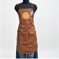 Tablier de cuisine en PU tendance, imperméable, résistant à l'huile, léger et durable, motif floral, pour hommes/femmes, idéal pour les bars à thé, les torréfacteurs et les baristas
