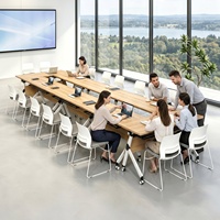 Table de conférence en bois pliable HYZ-248X, table de formation de bureau, combinaisons multiples, table de conférence modulable, table de bar mobile