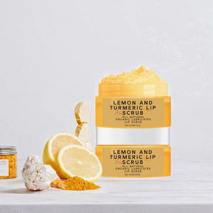 Gommage exfoliant doux pour les lèvres vegan au citron et au curcuma pour hydrater et atténuer les rides des lèvres - Product Image 3