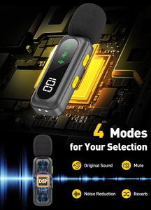 Microphone dynamique <span class=keywords><strong>sans</strong></span> <span class=keywords><strong>fil</strong></span> Xowo à clip magnétique avec rotation à 360°, réduction de bruit LED, <span class=keywords><strong>micro</strong></span>-<span class=keywords><strong>cravate</strong></span> 2.4G pour <span class=keywords><strong>iPhone</strong></span> et Android - Product Image 2