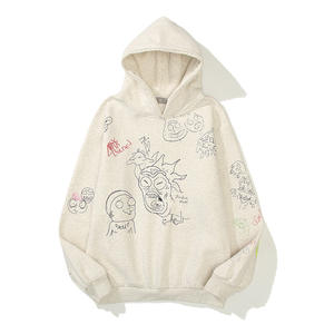 Graffiti polaire étranger choses Couple sweats à <span class=keywords><strong>capuche</strong></span> rétro décontracté Harajuku surdimensionné hommes sweat ample Streetwear sweat à <span class=keywords><strong>capuche</strong></span> - Product Image 3