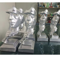 Sculptures abstraites, hommes silencieux, statue en résine, Silence est doré, Figurines d'art moderne, artisanat pour l'entrée, le bureau et la maison