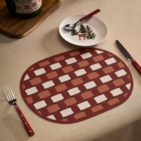 Napperons de Noël vintage imprimés en PVC, résistants à la chaleur, imperméables, anti-taches, faciles à nettoyer, pour fêtes et décoration de la maison
