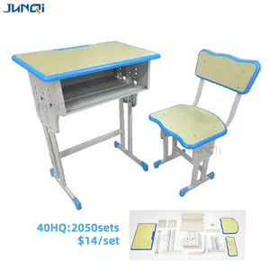 Junqi Kids Classroom School Desk Metal Fully Dismantled School Chair With Desk Set School Furniture Student Desks And Chairs