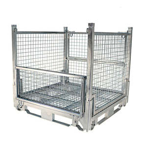 Dayanıklı Metal depolama teli örgü konteyner İstistackable galvanizli çelik katlanabilir tel örgü palet kafes - Product Image 1