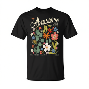 T-shirt Abraxos Floral Garden Club, collection de fleurs sauvages, design pour les amateurs de livres fantastiques - Product Image 2