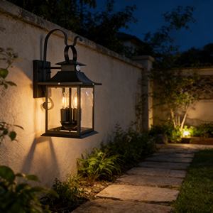 Outdoor <b>LED</b> Wall Lamp with Human Body <b>Sensor</b> Black Transparent Glass Lampshade Modern Garden Waterproof Exterior Wall Lamp - Product Image 3