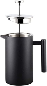 Cafetière à piston en acier inoxydable avec cuillère, noir mat, double paroi, avec cuillère doseuse à café - Product Image 2