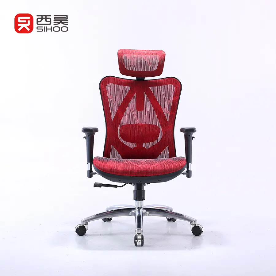 New Design Modern Red Sihoo M57 High Back Height Adjustable Full Mesh Office Chairs With PU wheels
