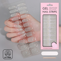 Listo para Enviar, Bajo MOQ, Pegatinas de Uñas de Gel Semicuradas, con Purpurina Bronce, Puntos, Flores, Plata Brillante, Margaritas, Morado, Sin UV