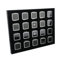 Boîtes de présentation de bijoux 20 pièces avec fenêtre en verre transparent, fermeture coulissante sécurisée, finition noir mat argenté