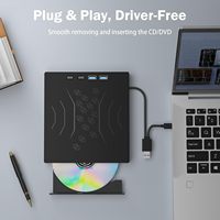 7-in-1 Externe DVD-brander USB 3.0 & Type-C Draagbare CD/DVD-drive 24x CD 8x DVD-brander voor Laptop Desktop PC Mac Windows Linux