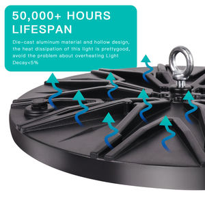 Lampada Industriale LED UFO Tayire 100W 200W 300W a Lunga Durata e Risparmio Energetico 6000K per Fabbriche e Garage - Product Image 3