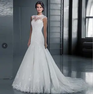 새로운 디자인 중국 재고 준비 선박 웨딩 드레스 신부 가운 Fishtail 웨딩 드레스