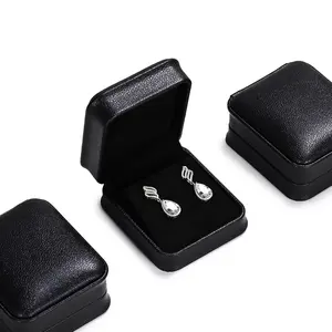 FANXI H158 Custom Logo Dark Blue PU Leather Microfiber Jewelry Box Ring Earrings Pendant Necklace Box Jewelry Packaging