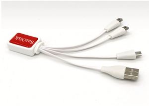 ของขวัญส่งเสริมการขาย โลโก้สั่งทำได้ สายชาร์จ USB แบบพกพาอเนกประสงค์ 4 in 1 ชาร์จเร็ว พร้อมพวงกุญแจ - Product Image 4