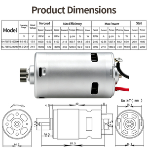 Moteur CC à balais de charbon haute vitesse 24V 30V 36V 16000 tr/min 795 tr/min pour secoueur d'oliviers - Product Image 3