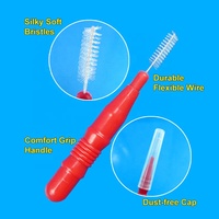 Brosse interdentaire en plastique à poils souples en forme de I, marque privée, avec fil dentaire réutilisable, antibactérienne, pour un nettoyage optimal