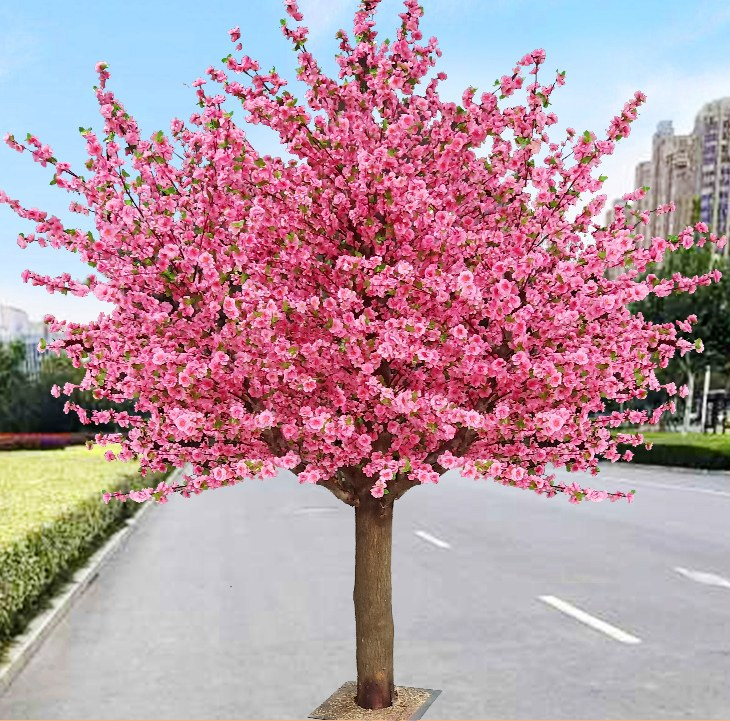 6 ft Artificial Peach Blossom Tree Pot for Balcony All Season Modern ...