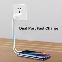 Chargeur USB double port Type-C TKT 30W PD Super Rapide QC3.0 avec câble rétractable Gan certifié MFi pour caméra d'action et casque