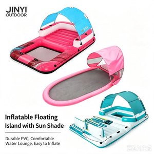 Flotadores de Piscina de PVC Ecológicos al por Mayor, Silla Flotante Inflable con Toldo, Balsa para Niños y Adultos, Impermeable, Azul y Rojo, con Logotipo Personalizado - Product Image 4