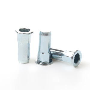 Tuerca de remache Azul Blanco Zinc Plateado Medio hexágono Persiana Agujero ciego Tuerca de remache de cabeza pequeña plana Tuerca de inserción - Product Image 4