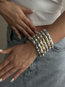 Nuevo Brazalete Elástico para Mujer <span class=keywords><strong>con</strong></span> Dijes de Ojo de Perla, Tono Dorado y Plateado, Acero Inoxidable, Brazalete Extensible, Joyería de Moda - Product Image 2