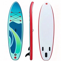 Planche de paddle gonflable de surf (SUP) en PVC écologique bleue à 3 ailerons, 10, 11 et 12 pieds, pour usage en eaux offshore, avec kit de réparation et accessoires – Vente en gros