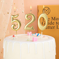Lot de 10 bougies d'anniversaire dorées numérotées de 0 à 9, bougies numérotées dorées pour l'anniversaire du numéro un, pour fêtes et baby showers