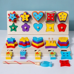 HOYE <strong>Wooden</strong> <strong>Shape</strong> <strong>Stacking</strong> <strong>Blocks</strong> <strong>Wooden</strong> <strong>Sorting</strong> &amp; <strong>Stacking</strong> Toys <strong>Shape</strong> Recognition Geometric <strong>Blocks</strong> - Product Image 2