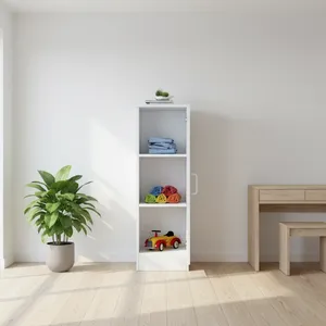 White Tall <strong>Storage</strong> <strong>Unit</strong> 1 Door <strong>Wardrobe</strong> with Shelves for Clothes, Shoes &amp; Daily Essentials - Product Image 5