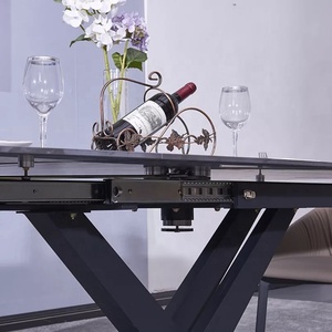 Mesa de comedor larga y estrecha multifuncional, mesa de comedor extensible de piedra - Product Image 6