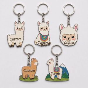 Porte-clés Alpaga Cartoon Personnalisé de Haute Qualité en Gros, Thème Ferme Animale Vivace, Breloque Quotidienne Souvenir pour Clés - Product Image 1