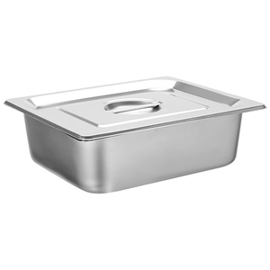 SFB98 806 Bandeja de vapor de acero inoxidable con tapa, contenedor de alimentos rectangular comercial, bandeja de servicio tipo buffet antirust para cocina - Product Image 1