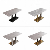 Tables à manger en marbre pour hôtels commerciaux, cafés, tables carrées/petites modernes et minimalistes, durables, faciles à nettoyer, pour les réunions