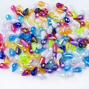 Perles en acrylique en forme de goutte d'eau, coupe poire, 8x12mm, pour la fabrication de bijoux, perles lâches plaquées couleur arc-en-ciel - Product Image 3